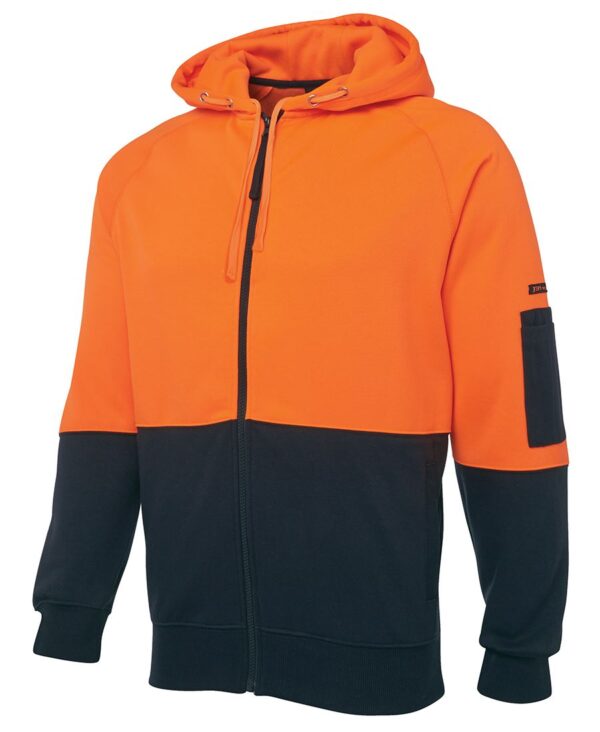 HI VIS FULL ZIP FLEECY HOODIE